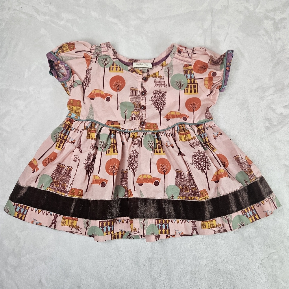 Matilda Jane Bon Vivant Paris Peasant Top size 2T Velvet Details Tunic Dress